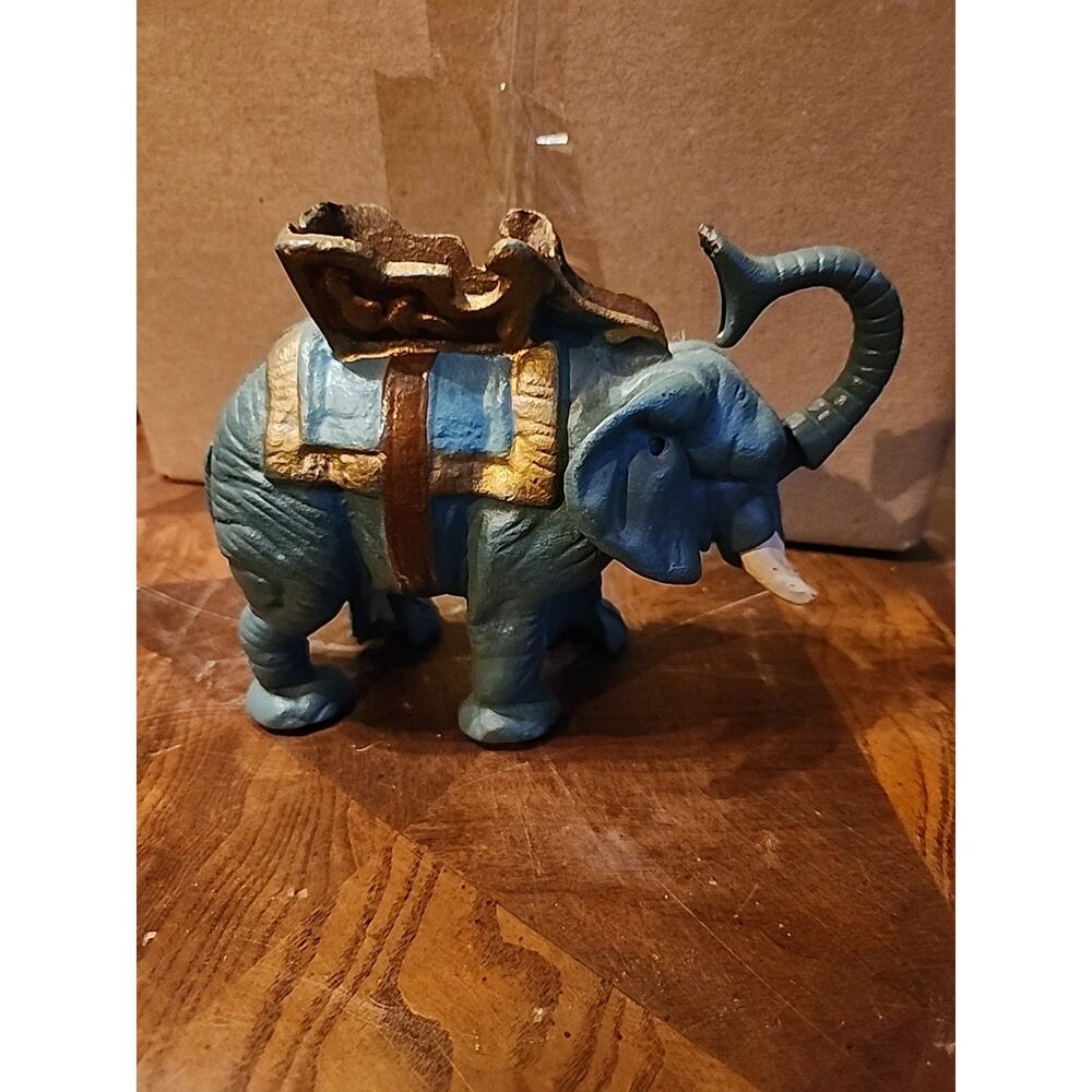Cast Iron Elephant Mechanical Coin Bank Vintage Working Condition - Picture 4 of 7